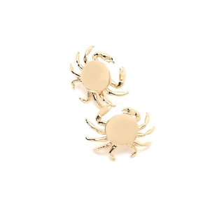 Polished gold alloy crab earrings for women featuring a minimalist cartoon animal design