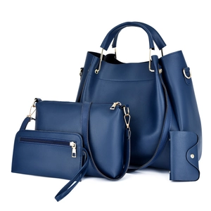 Ensemble de 4 sacs à main bleu marine pour femme avec cabas et sacoche à détails dorés