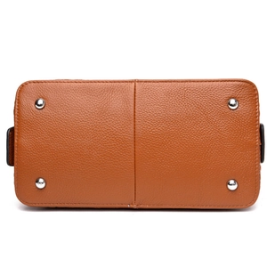 Brown crocodile texture shoulder bag featuring four silver protective metal bottom studs