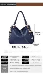 Dettaglio borsa a mano grande in pelle PU con dimensioni 33x28x13cm e tracolla rimovibile
