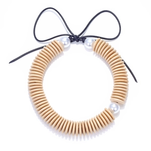 Collier En Künstliche Perles De Bois Fait Main Avec Accents De Künstliche Perles Imitation Chaîne De Clavicule Bohème Géométrique Pour Femmes