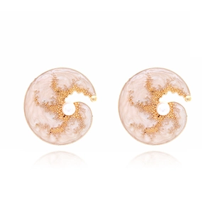 Boucles D'oreilles Émail Coquille Spirale Avec Tige En Acier Inoxydable Coquillage Künstliche Perle Bijoux Vintage Pour Femme