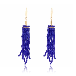Long Crystal Tassel Earrings Bohemian Handmade Beaded Drop Dangle Jewelry For Women Elegant Ethnic Style Zinc Alloy