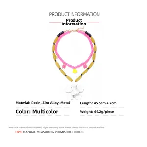 Dettagli del prodotto con dimensioni e materiali della collana con fiore in resina