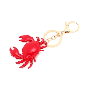 Cute red crab keychain with golden hardware and lobster clasp for bag decoration