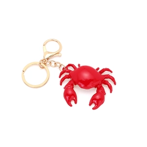 Creative red crab keychain with polished enamel finish and golden lobster clasp