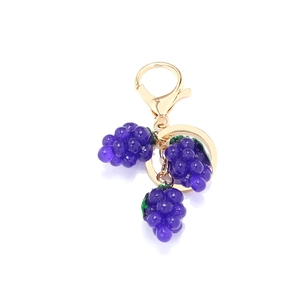 Porte-Clés Raisin Violet Pendentif De Sac En Résine Mignon Avec Fermoir Mousqueton En Alliage Doré