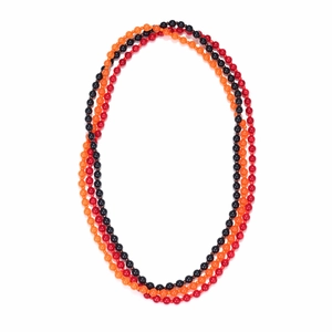 Women Halloween Layered Resin Beaded Necklace Chunky Color Block Black Red Orange Statement Jewelry