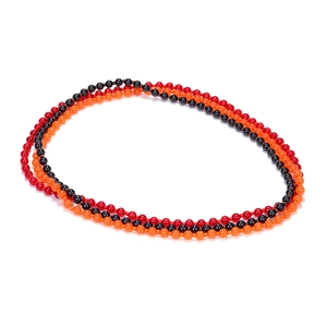 Three-layer beaded necklace with gradient red orange and black beads for Halloween