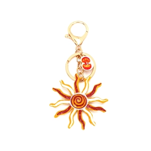 Porte-clés Pendentif Soleil Créatif Alliage Émail Spirale Charme De Soleil Pour Femmes Sac Décoration Suspendue À La Mode Or