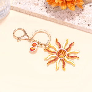 Porte-clés soleil émaillé coloré avec fermoir doré et pendentif organe créatif de mode