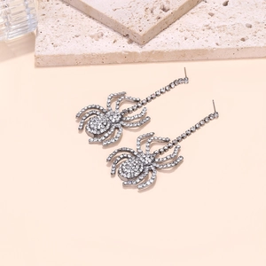 Vintage spider drop earrings with sparkling crystals for Halloween fashion style