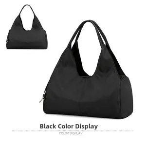 Large capacity black sports bag with dry-wet separation and dedicated shoe compartment