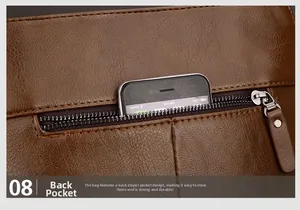 Macro view of dark brown pebbled leather texture with a durable rear zipper pocket