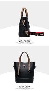 Litchi pattern bucket bag with contrast handle and wide LOVE letter strap detail
