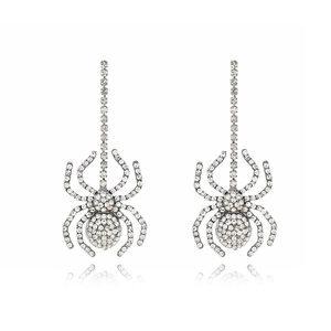 Spider Drop Earrings Alloy Rhinestone Gothic Punk Style For Halloween Party Exaggerated Dangle Ear Jewelry For Women