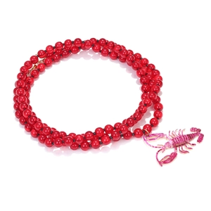 Handmade multilayer beaded necklace with a colorful UV enamel lobster pendant