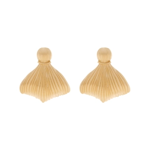Vintage gold fishtail fan earrings with textured metal fringe design for women