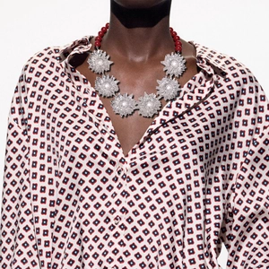 Collier Pendentif Tournesol 3D Bohème Chaîne de Perles en Résine Fait Main Bijoux Vintage pour Femmes Fête Quotidien