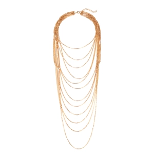 Layered Tassel Waterfall Necklace Zinc Alloy Multi Strand Statement Collarbone Chain Jewelry For Women