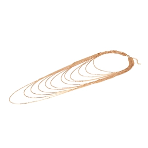 Elegant multi-strand gold layered necklace with adjustable lobster clasp on white background