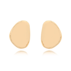 Irregular Organic Pebble Stud Earrings Minimalist Liquid Metal Geometric High Polish Jewelry With Stainless Steel Earring Post