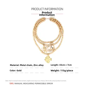 Detail specifications of bohemian layered gold necklace with octopus and fish pendants