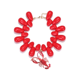 Chunky Teardrop Resin Bead Necklace With Lobster Pendant Alloy Exaggerated Summer Beach Ocean Jewelry Women