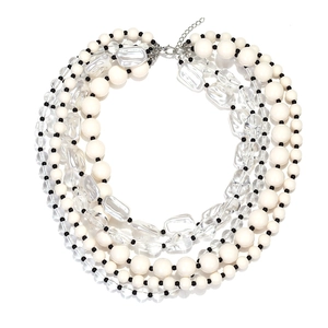 Bohemian Multi Layered Beaded Necklace Resin Faux Artificial Pearl Acrylic Waterfall Statement Clavicle Chain For Women Fashion Jewelry