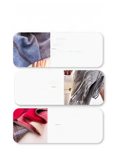Detail shot of woven wool rich blend fabric with classic plaid pattern and fringe edges