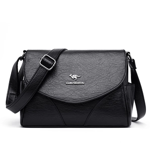 Sac bandoulière classique noir pour femme en cuir grainé avec bandoulière réglable