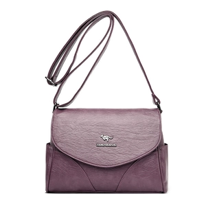 Sac bandoulière femme en cuir PU violet avec texture litchi et sangle réglable