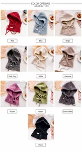 Passamontagna balaclava in lana a maglia con coulisse e bottoni in dieci colori