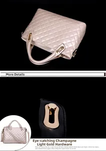 Macro detail of champagne gold hardware and luxury quilted texture on the handbag