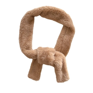 Soft faux cashmere scarf in camel, stylish cross-wrap warm winter neck warmer for adults