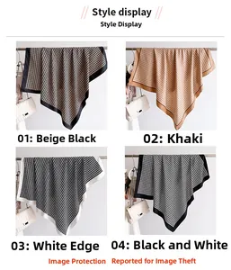 Detailed comparison of four silk scarves with chain patterns and geometric prints