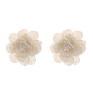 Boucles d'oreilles fleurs en résine multicouches faites main avec centres en perles