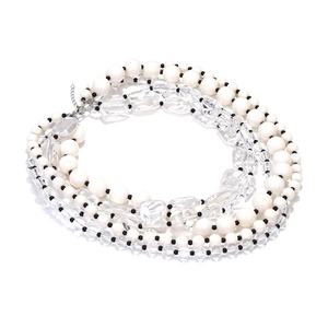 Bohemian multi-layer handmade beaded necklace with elegant white and clear beads