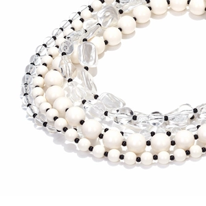 Bohemian multi-layer handmade beaded necklace with elegant white and transparent beads