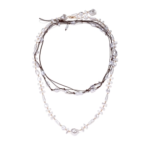 Barock Imitation Künstliche Perle Mehrreihige Halskette Handgefertigt Verstellbar Faserseil Legierung Kette Elegante Schmuck