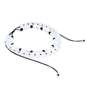 Minimalist double-layered beaded necklace with translucent jelly tubes and black accents