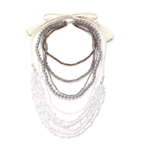 Handmade Multi Layer Bohemian Waterfall Necklace With Seed Beads And Artificial Crystal Tassel For Women Fashion