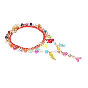 Collier multi-rangs perlé à la main avec pendentifs d'étoile de mer crabe et poisson