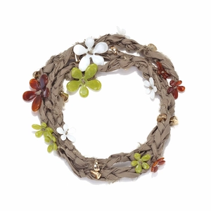 Handmade woven floral fabric necklace with adjustable rope and light luxury design