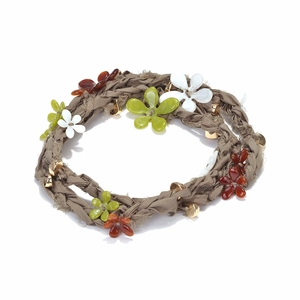 Handmade woven floral long rope necklace with adjustable pastoral style and resin flowers