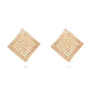 Orecchini Pendenti Geometrici Quadrati In Rete Metallica Con Paillettes E Perno In Acciaio Inossidabile Per Donna Gioielli