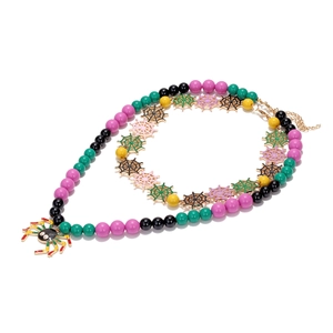 Collier d'Halloween fait main avec perles multicouches et pendentifs d'araignée