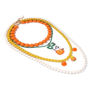 Multi-layer Halloween beaded necklace with pumpkin and BOO letter pendants