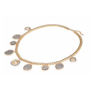 Collier avec pendentif géométrique bicolore et chaîne cubaine au style vintage fait main