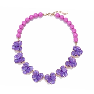 Collier Perles Fleur Émail Alliage Zinc Strass Floral Choker Bijoux Réglables Femmes